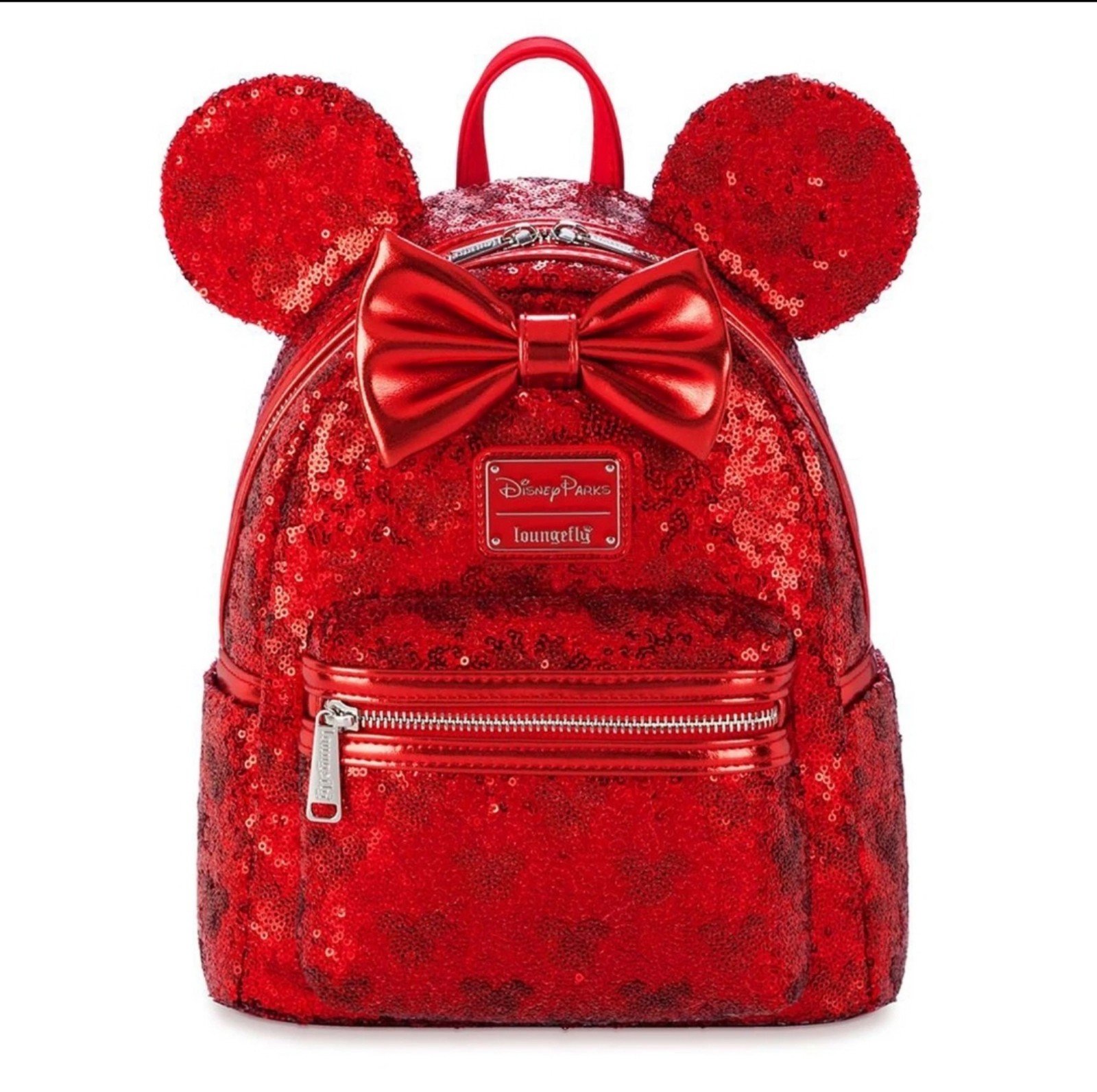 Disney Parks Red Sequin Minnie Mouse Loungefly Mini Backpack Purse Glittery New