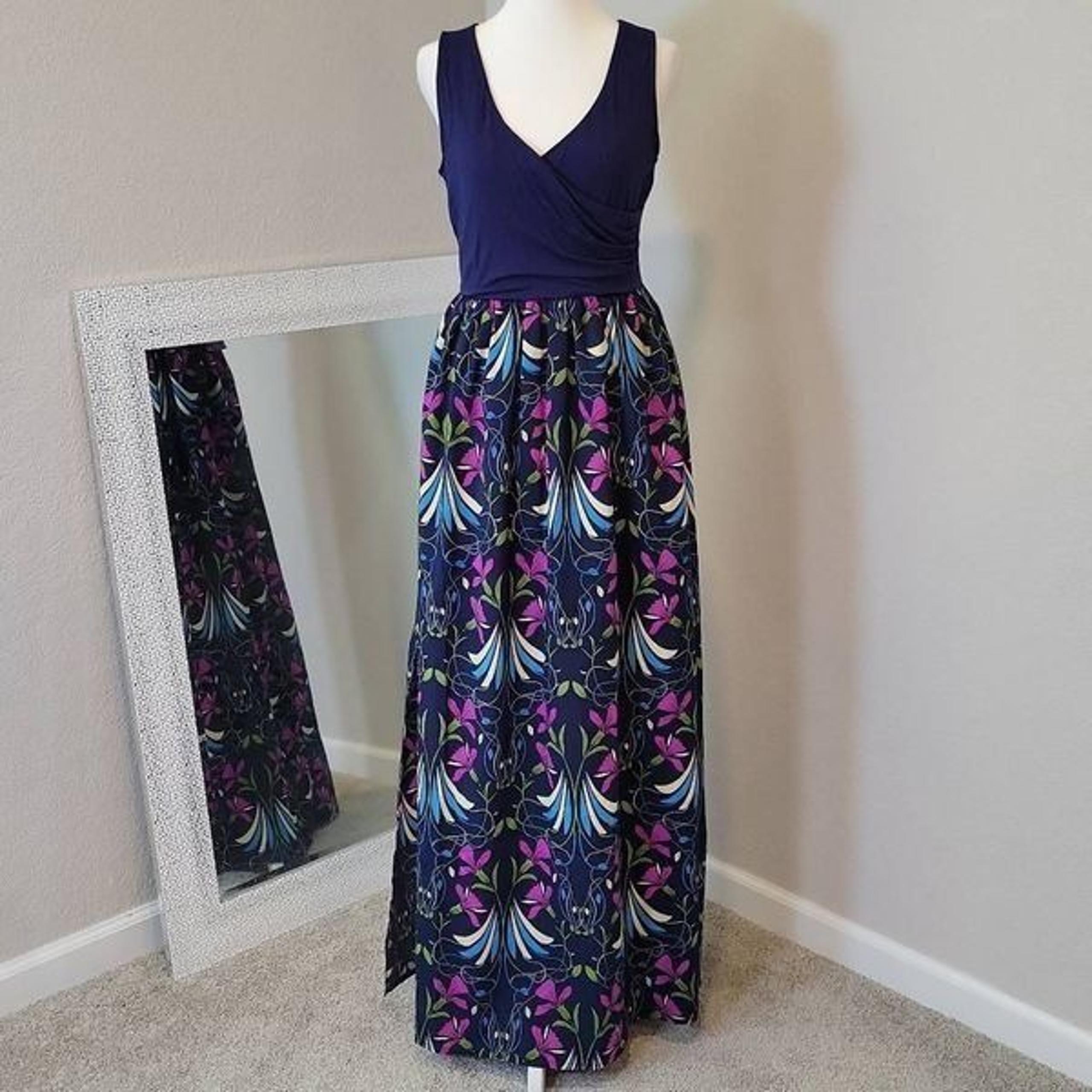 ModCloth Faux Wrap Sleeveless Maxi Dress  Floral Size S