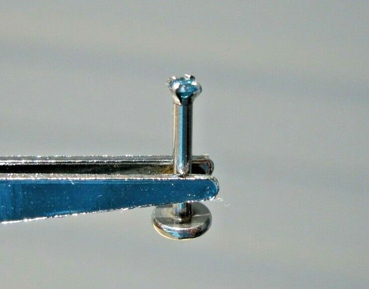 1.82mm REAL BLUE DIAMOND LABRET BODY,CERTIFICA TE LIP EAR 1/4\