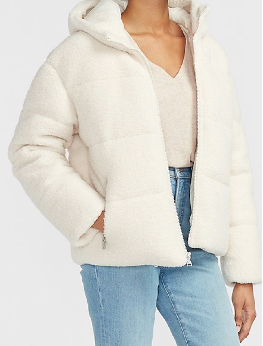 Cropped Sherpa Puffer Jacket