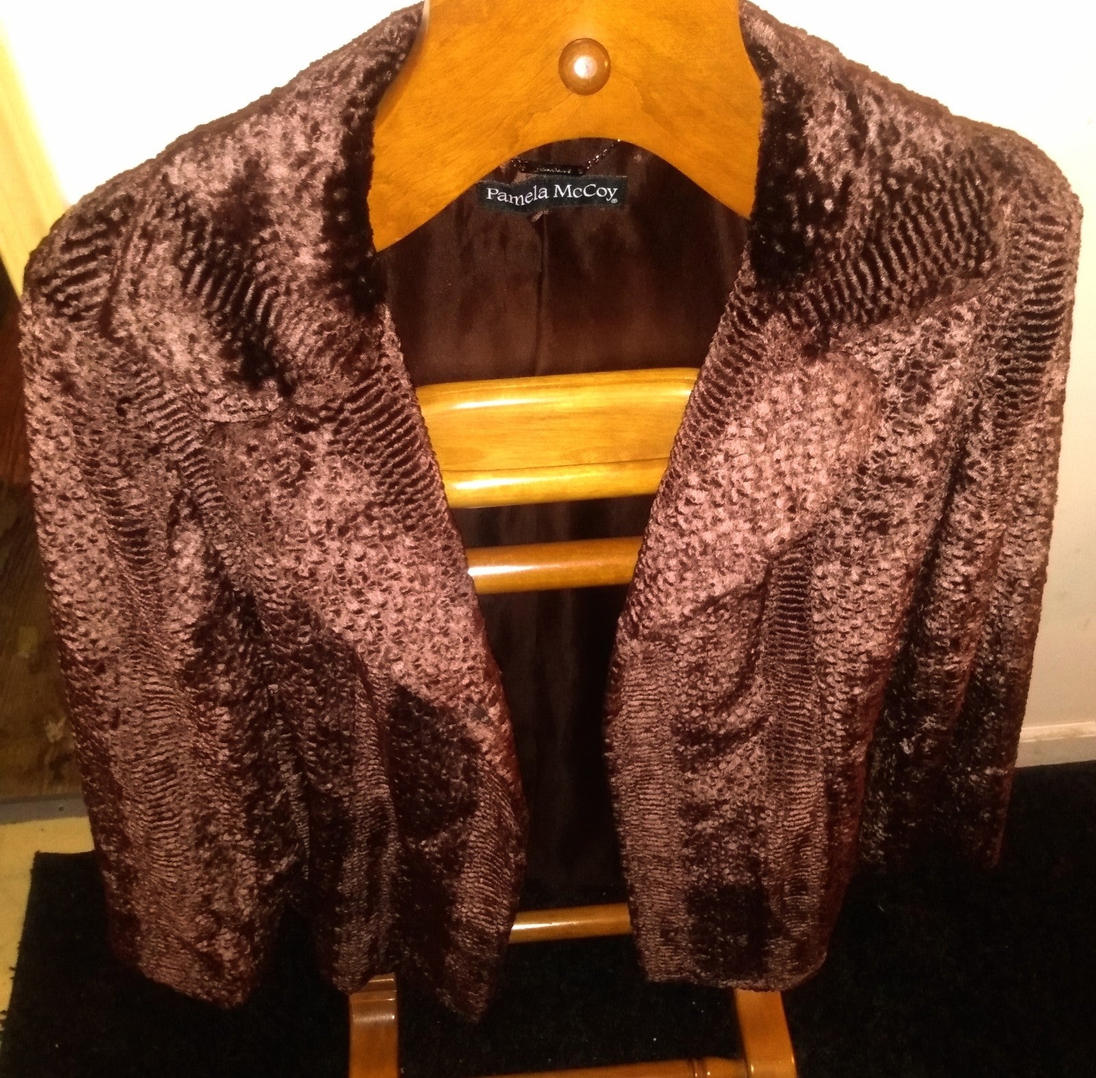 Couture Pamela McCoy Faux Persian Sheep/Shearling Fur Coat NWOT