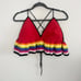 Handmade Crochet Rainbow Pride Ruffle Top Size 2X