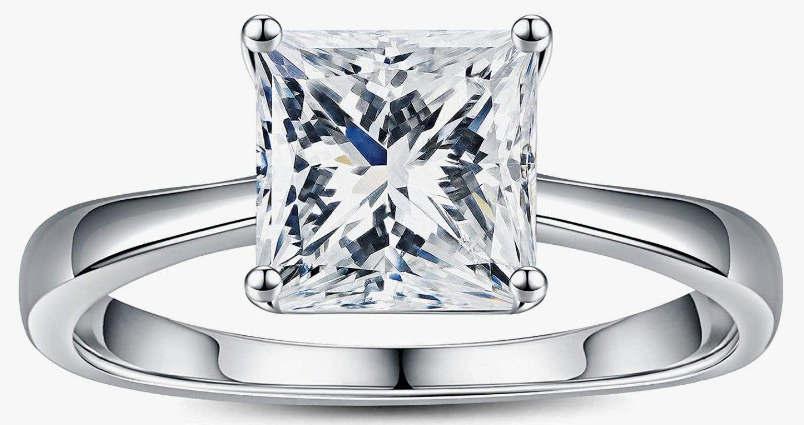 1.5ct Princess Moissanite Rings for Women, D Color VVS1 Clarity Lab Created Diam