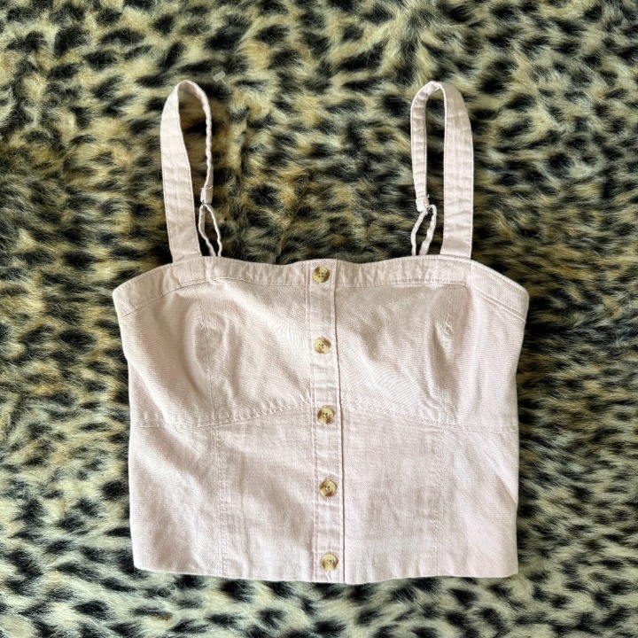 Abercrombie & Fitch Light Pink Denim Crop Tank Top
