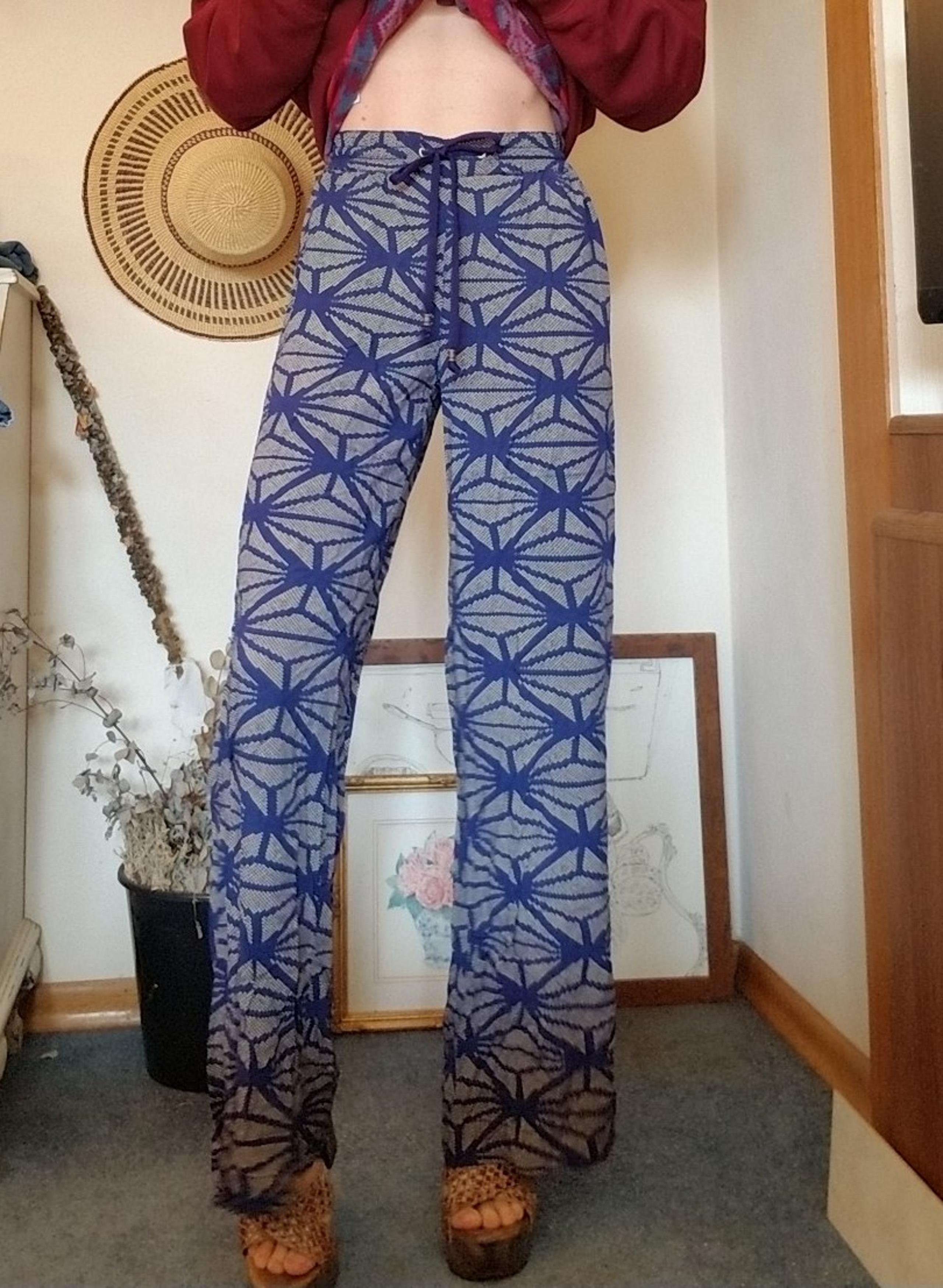 Nordstrom Palazzo Pants Navy Patterned Small