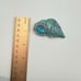 Vintage Style Shell Brooch Pin AB Blue Rhinestones Teal Enamel Brushed Goldtone