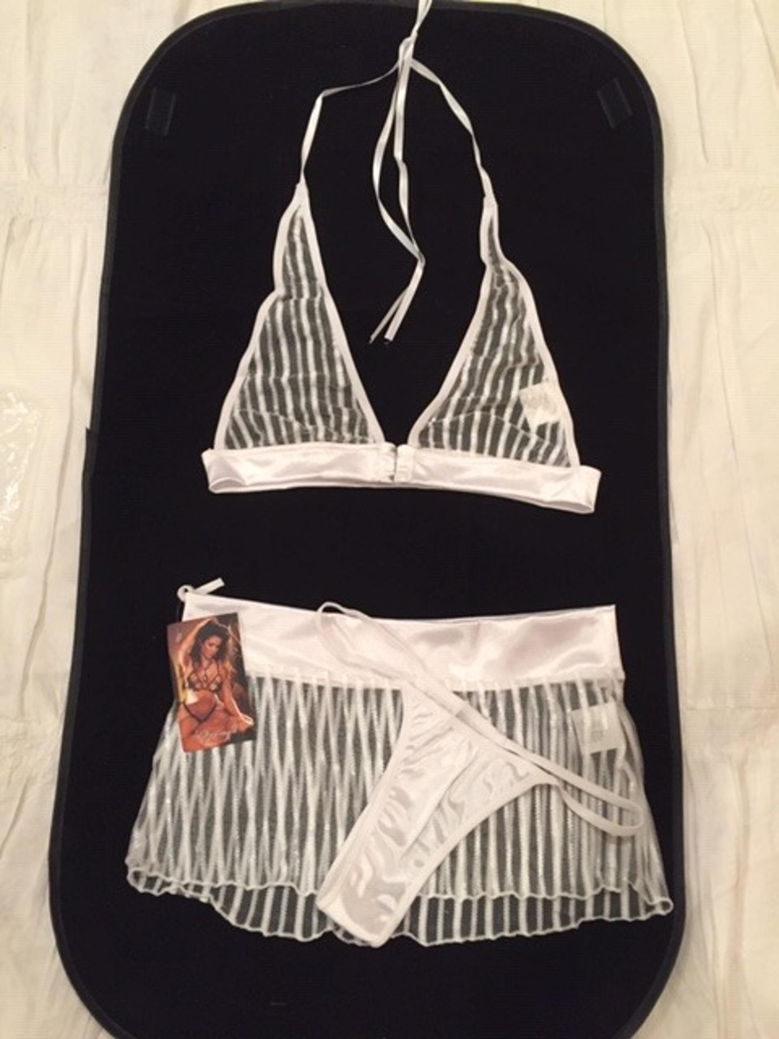 DREAMGIRL Sheer Stripe 3 Pc. Skirt Set M