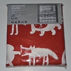 NEW Ikea Barnslig Ulven Red White Twin Size Quilt Cover + Pillowcase Wolf Dog?