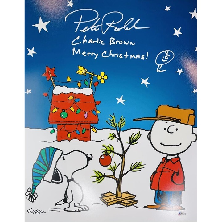 PETER ROBBINS SIGNED 16X20 PHOTO CHARLIE BROWN CHRISTMAS BAS 417 SKETCH INSCRIP