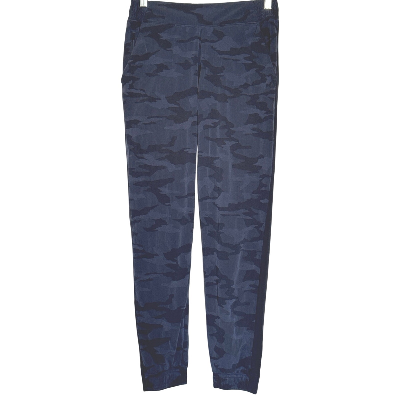 Athleta Brooklyn Camo Jogger Textured Navy Blue Comfort Sport Travel Size 6P