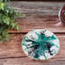 Acrylic Paint Coasters have high gloss resin, 4 piece green, white, and black