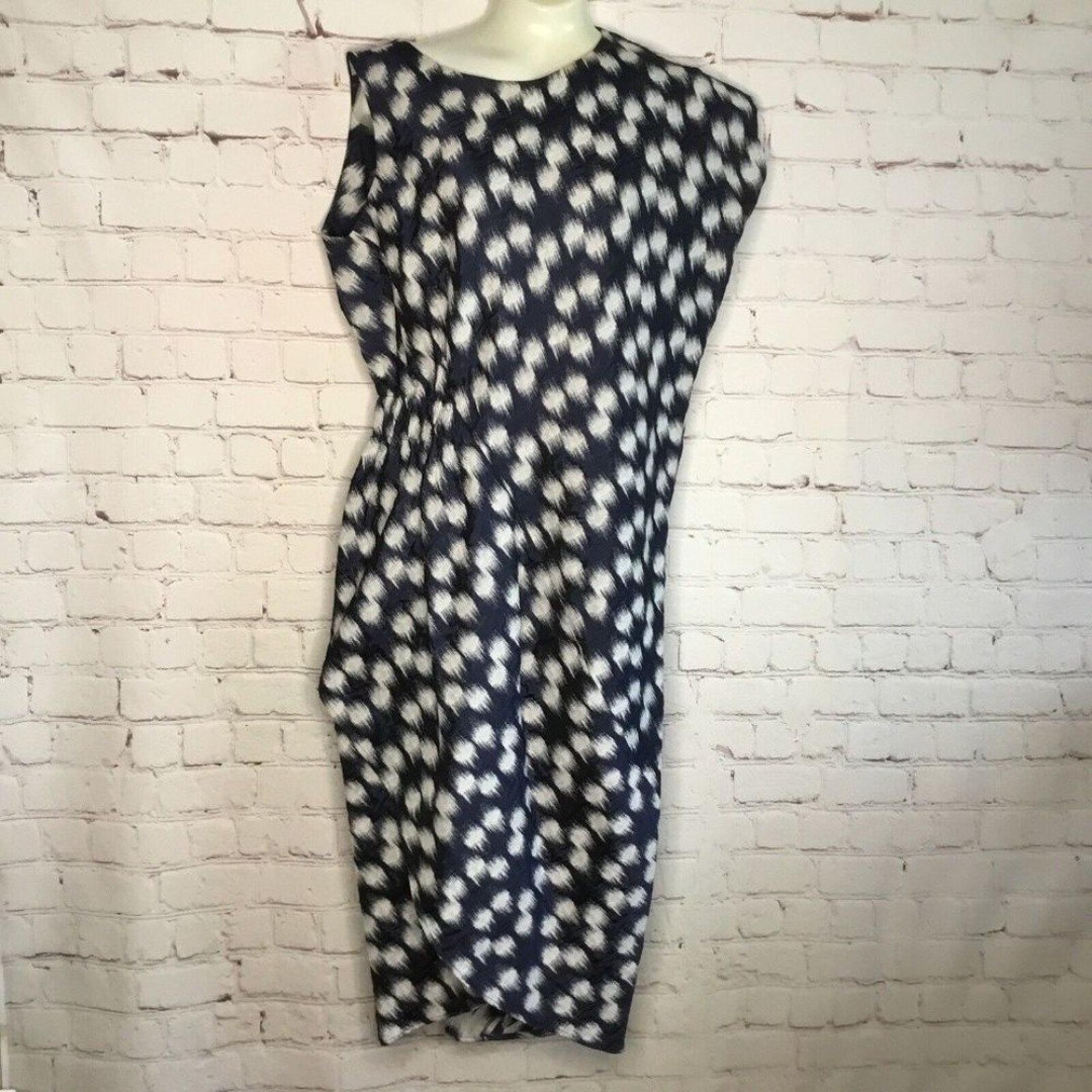 NWOT Zero + Maria Cornejo Women Size 4 Blue/Wh. Sleeveless Asymmetric Midi Dress