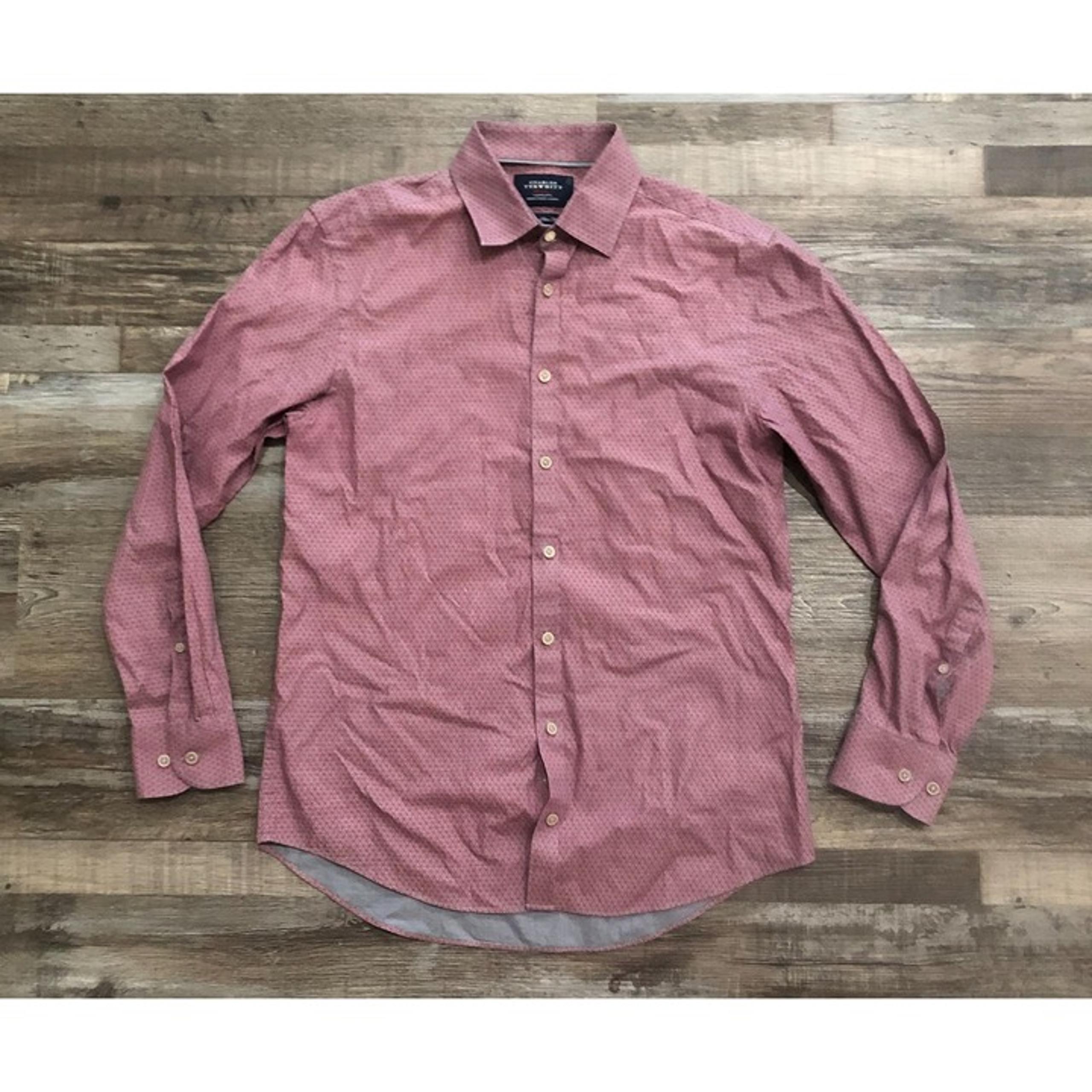 Charles Tyrwhitt Mens Medium Red & Gray Extra Slim Fit Button Up Shirt