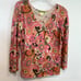 Sigrid Olsen Floral Knit Stretch Top MultiColor Beaded String V-Neck EUC Sz Med