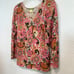 Sigrid Olsen Floral Knit Stretch Top MultiColor Beaded String V-Neck EUC Sz Med