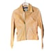 Vintage earl jeans mustard yellow biker core leather jacket sz S