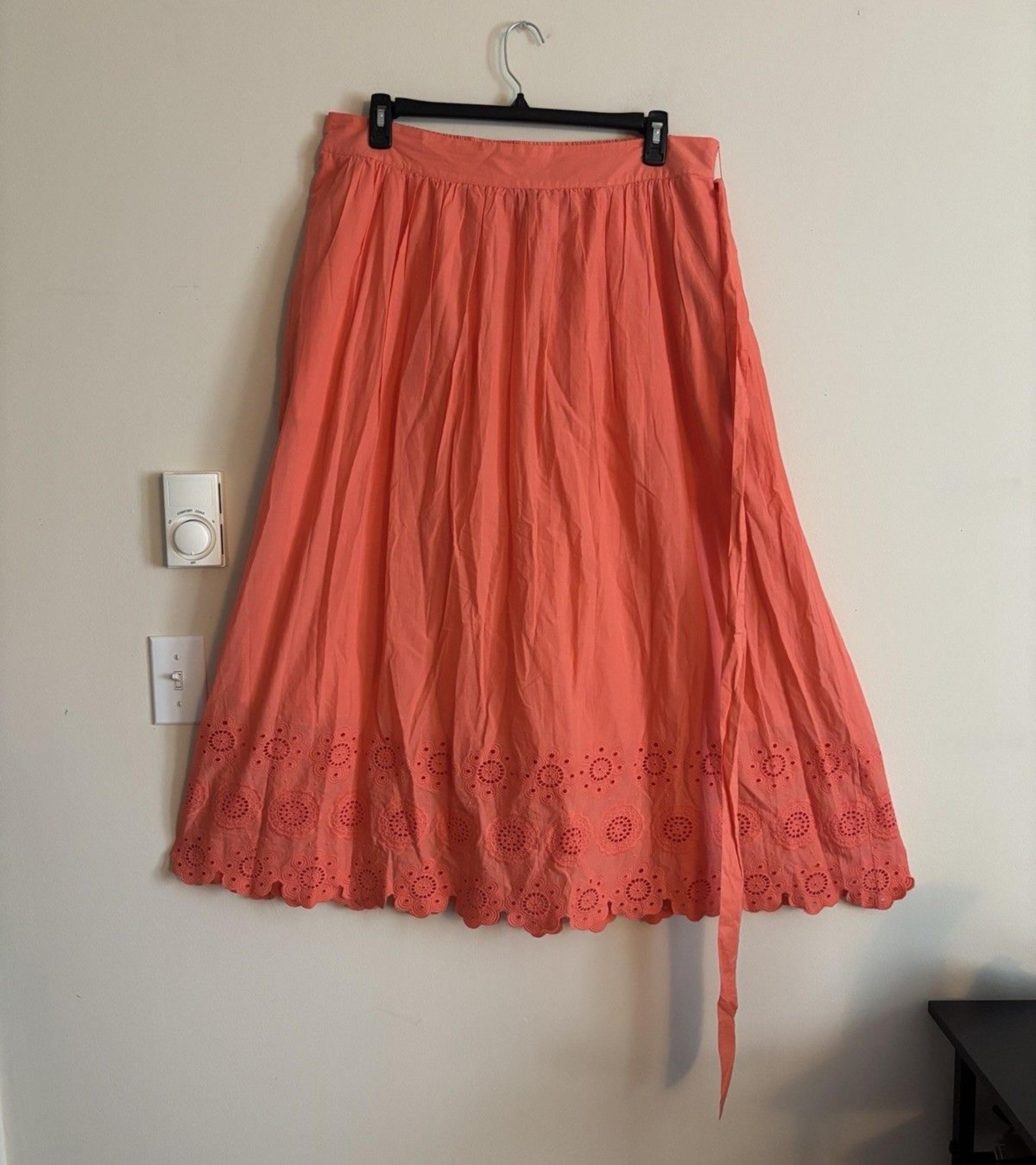 Lane Bryant Cotton Tiered Maxi Skirt Embroidered Orange Boho SIze 2X 18 20 Cute