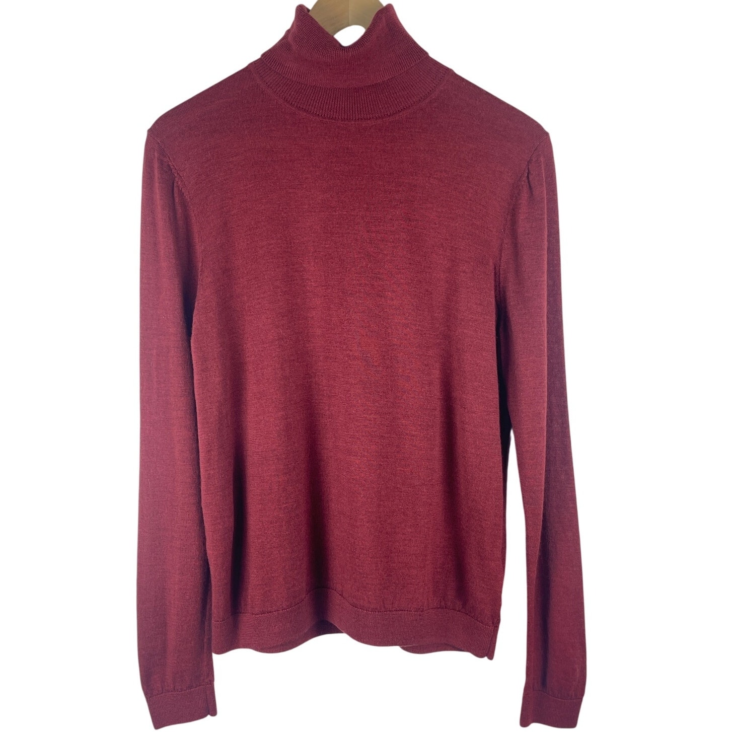 Brooks Brothers Burgundy Red Turtleneck Extra Fine Merino Wool Sweater Wom Large