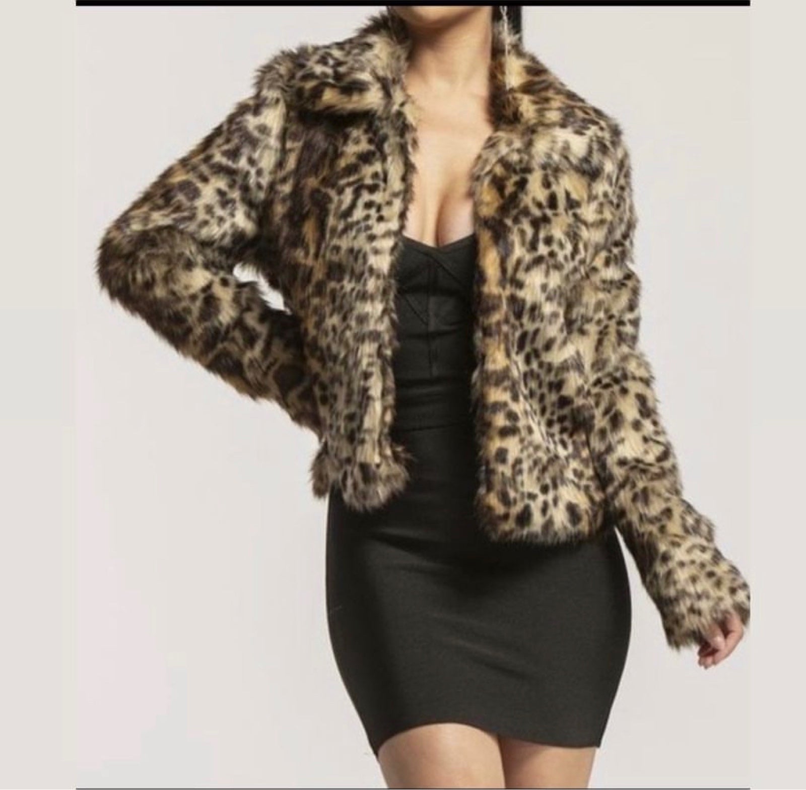 Leopard print Faux Fur coat