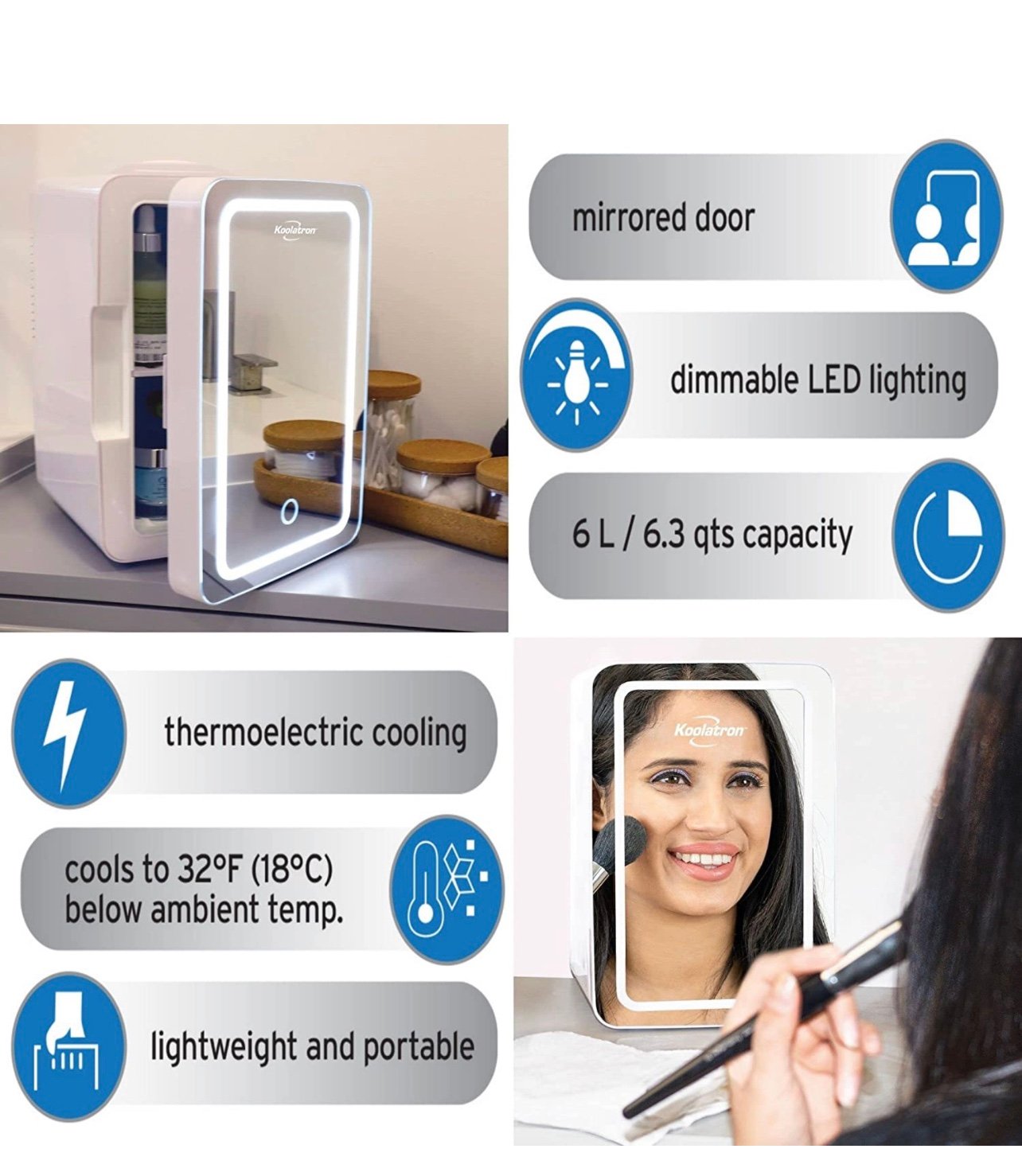 New Koolatron LED Mirror Mini Fridge