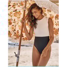 Summersalt The Surf One Piece Swimsuit Sea Urchin & White Sand Sz 2 Black White
