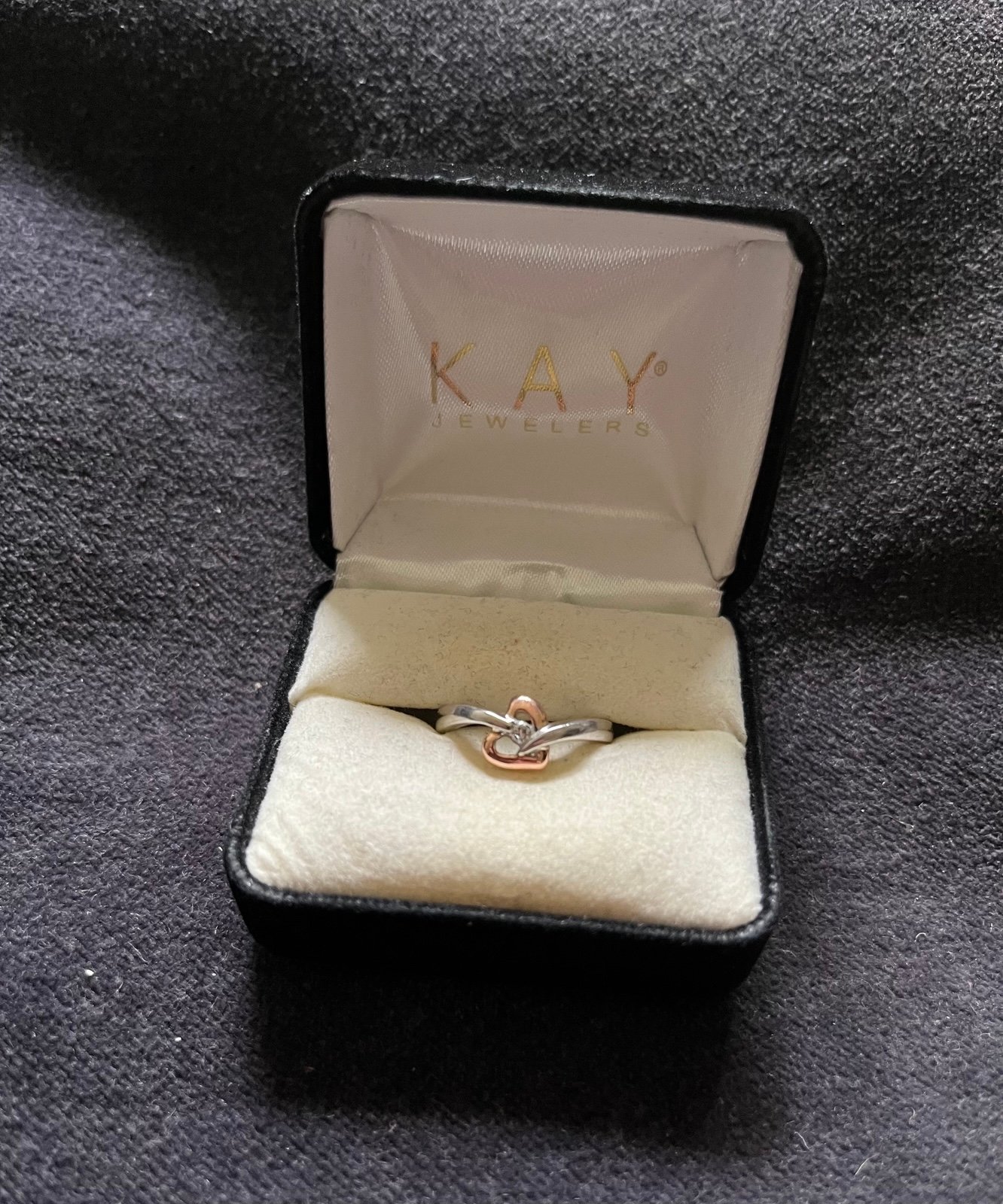 Ring - silver and rose gold ring with diamond - Kay Jewelers brand
