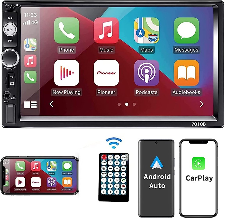 Double Din Car Stereo, 7 Inch Car Stereo Bluetooth Compatible w/ Apple Carplay