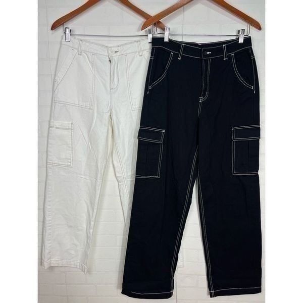 H&M Womens Cargo Pants size 4 Bundle of 2 White and Black