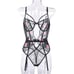 Black Floral Embroidered Lace Bodysuit