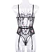 Black Floral Embroidered Lace Bodysuit