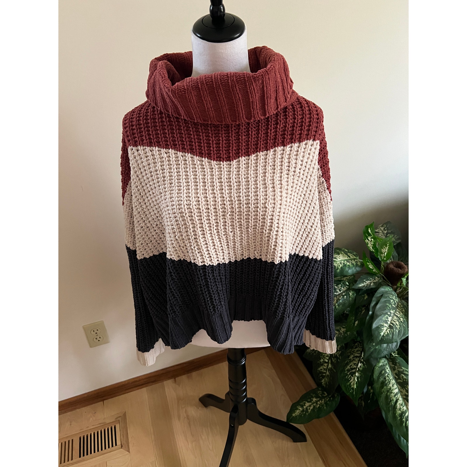 POL Stripe Chunky Knit Sweater