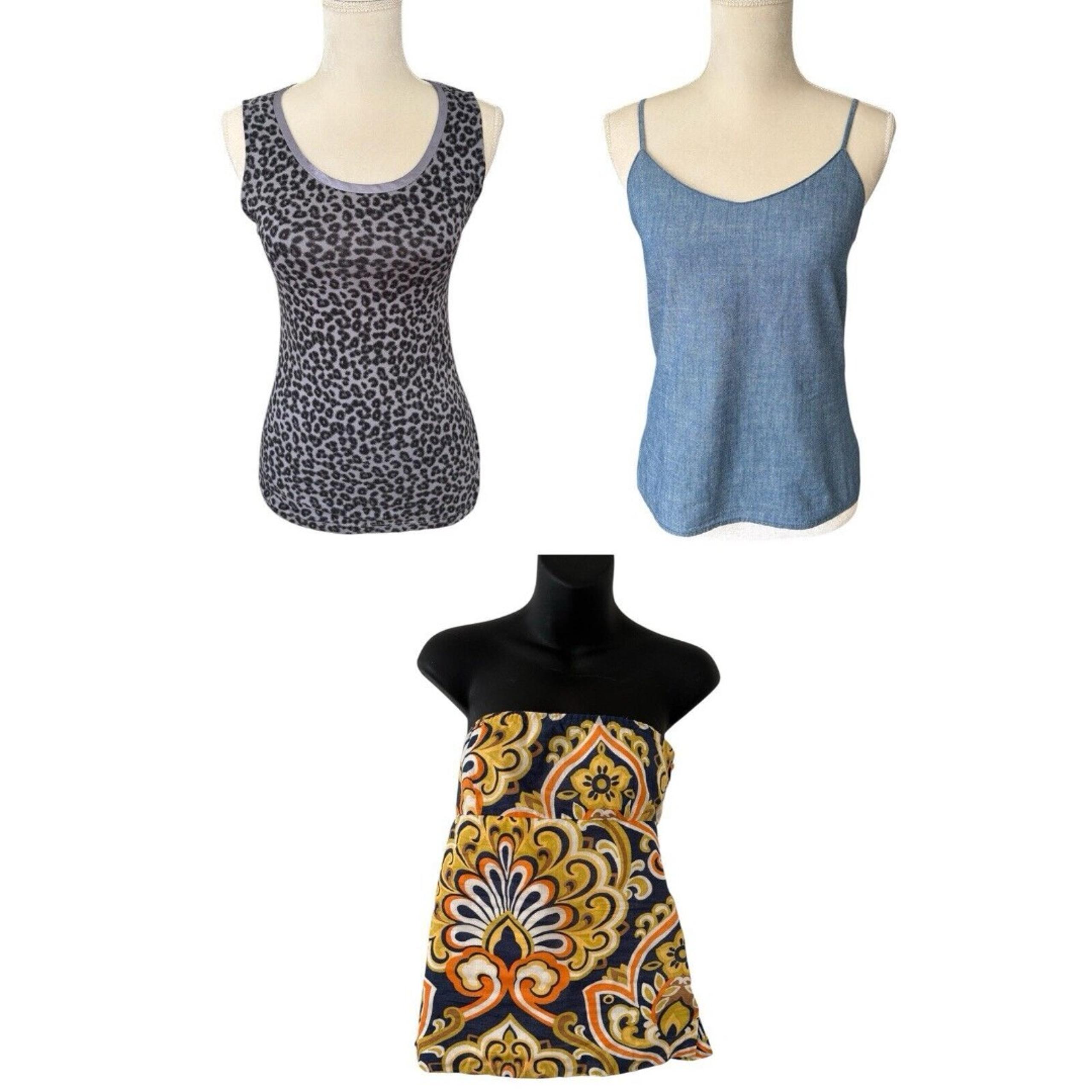 Banana Republic Lot Of 3 Tops Strapless Spaghetti Strap and Luxe Touch Tank Sz 0