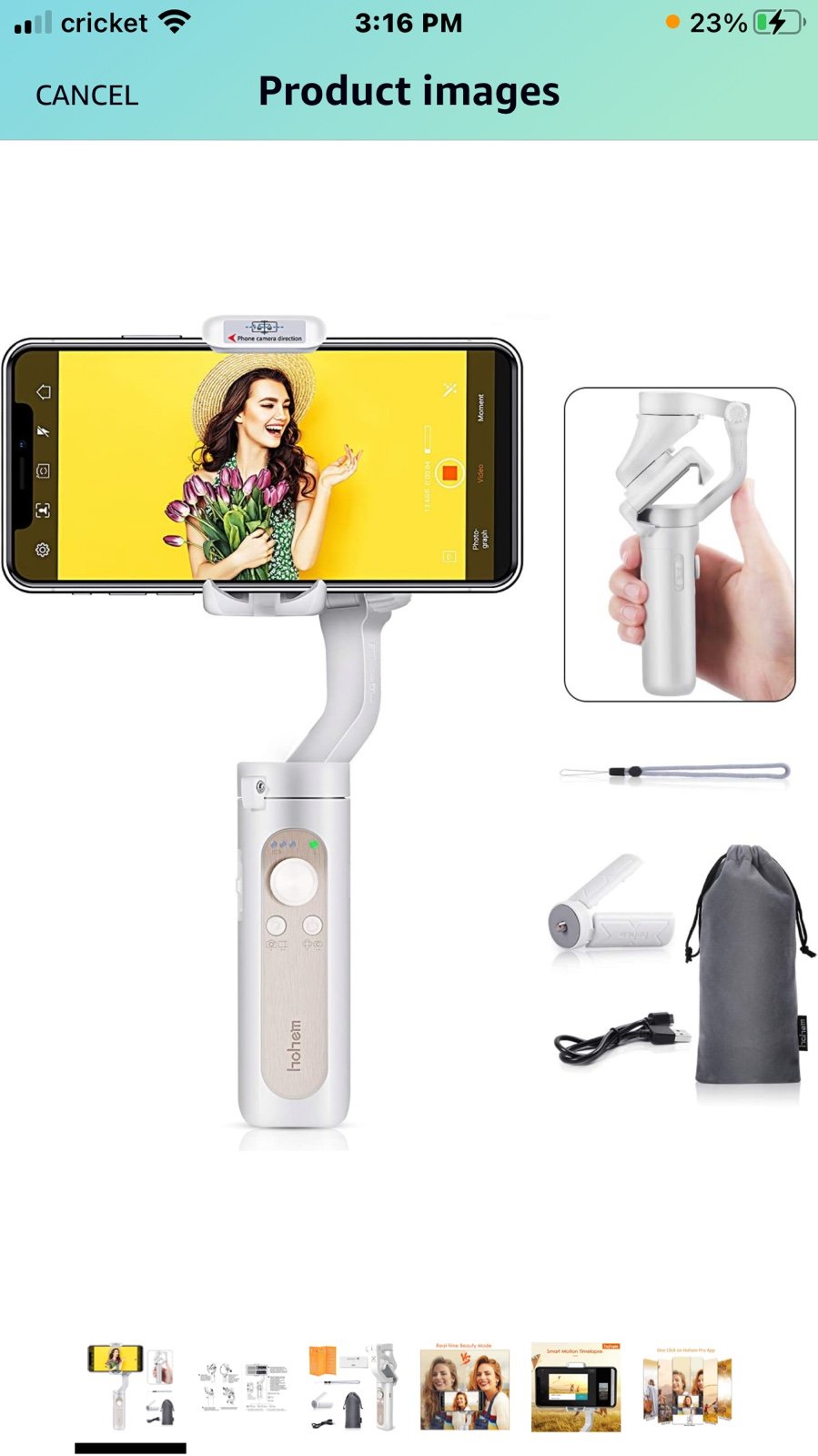Hohem iSteady X 3-Axis Lightweight Foldable Gimbal Stabilizer Supports Moment/Be