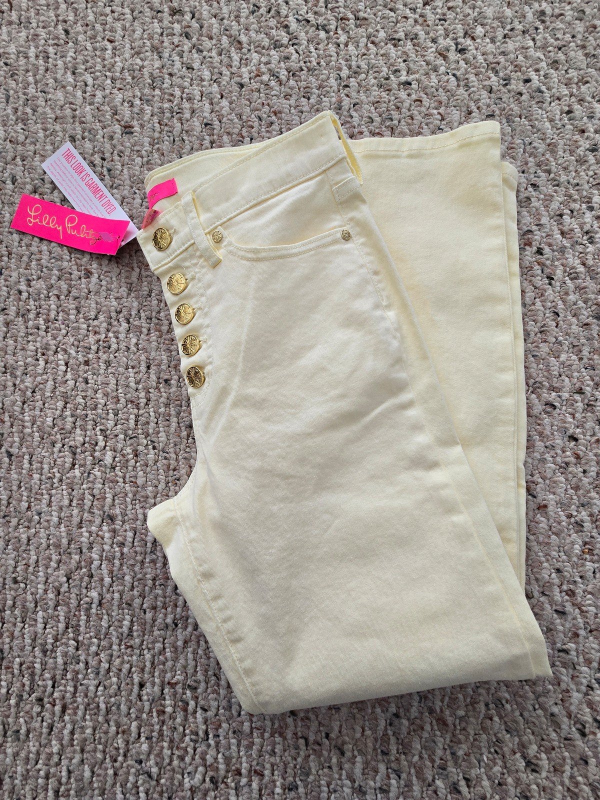 NWT Lily Pulitzer Gold Button Fly Yellow Jeans