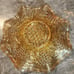 CARNIVAL GLASS GRAPE LEAVES RUFFLED EDGES MARIGOLD IRIDESCENT BOWL