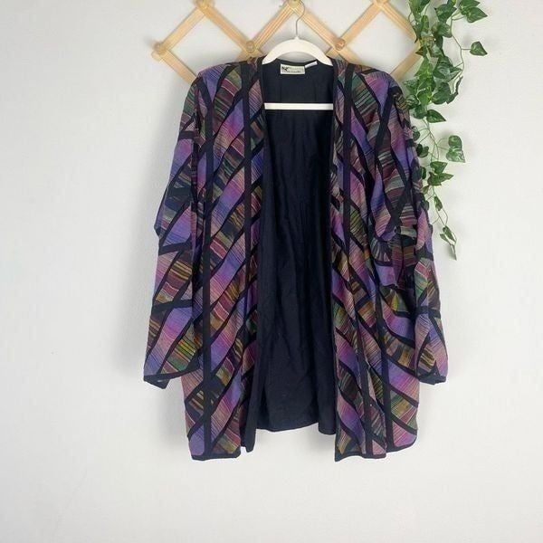 YAK MAGIC Quilted Kimono Painters Jacket Multicolor Size Large GUC
