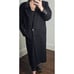 Vintage Black Wool Leather Trim Overcoat Classic