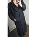 Vintage Black Wool Leather Trim Overcoat Classic