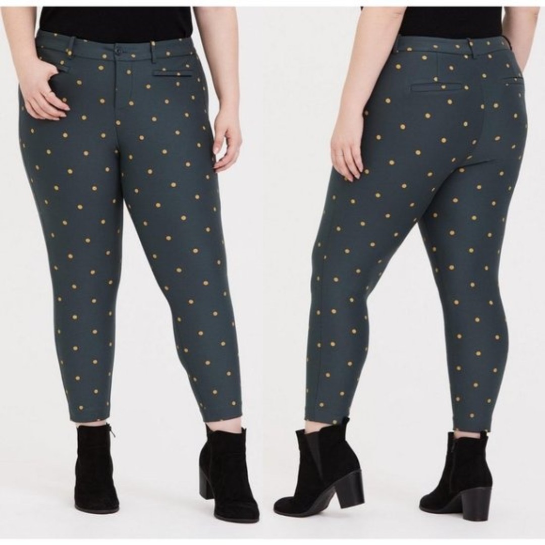 Torrid Premium Ponte Skinny Pant Green & Gold Dot Size 22 NWT