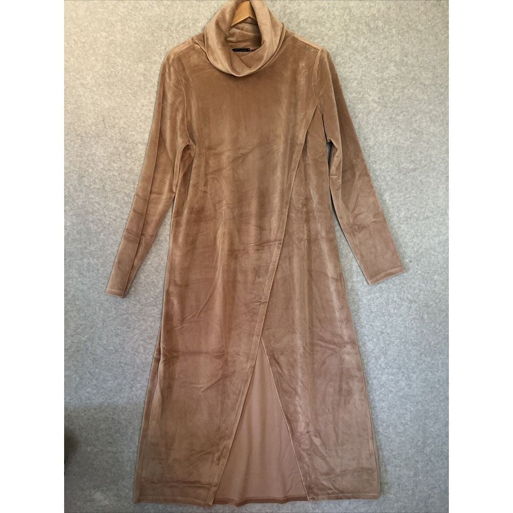 G by Giuliana Black Label Velour Cross Front Maxi Top Nude Blush Large Lagenlook