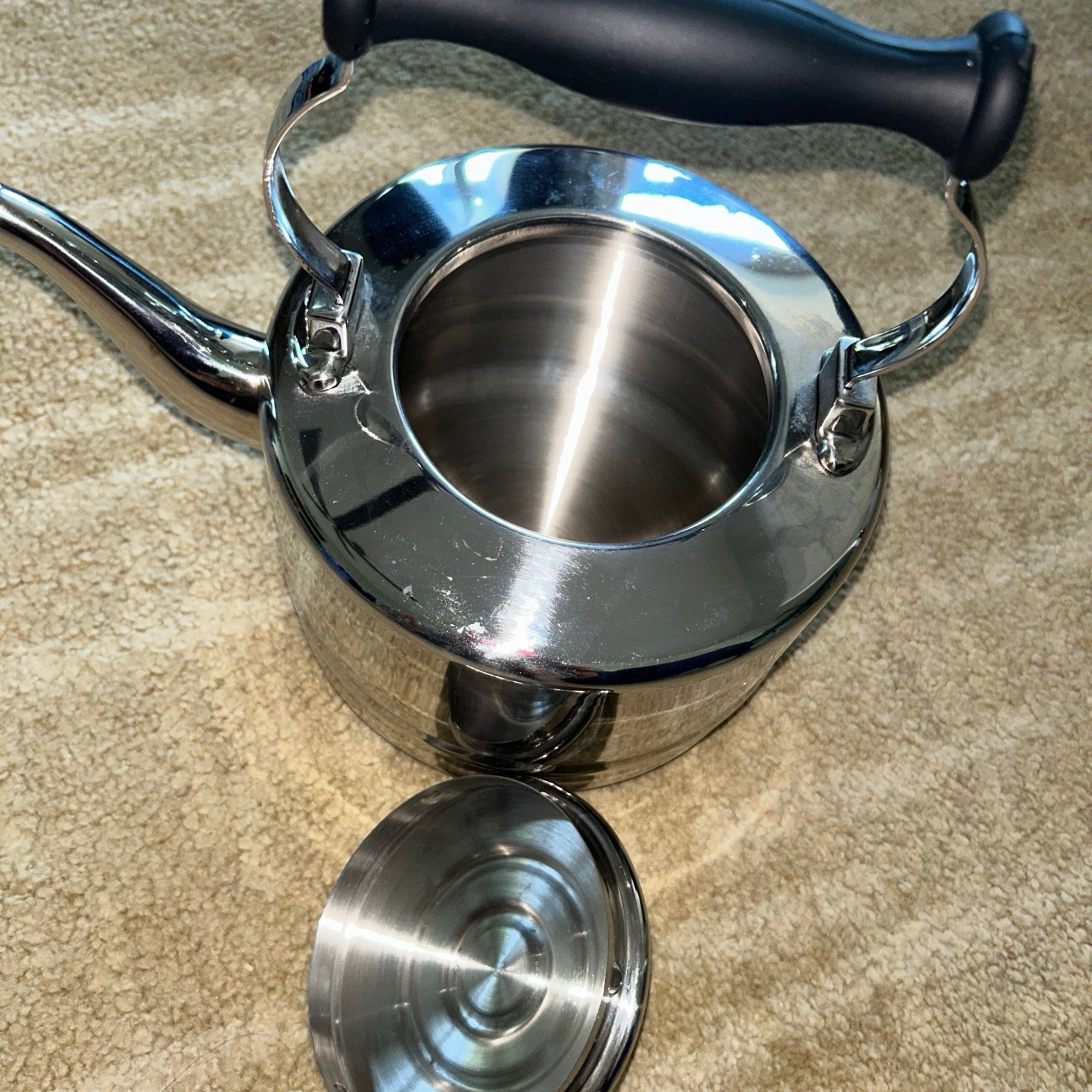 Bonjour Stainless Steel Tea Kettle 2 Quart Gooseneck TeaKettle Pot Copper Bottom