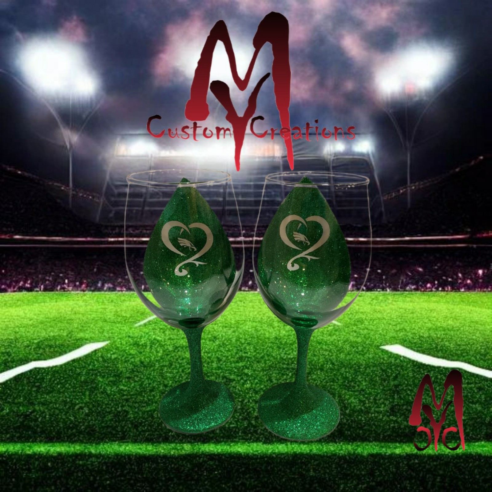 Philadelphia Eagles Wine Glass Set Custom