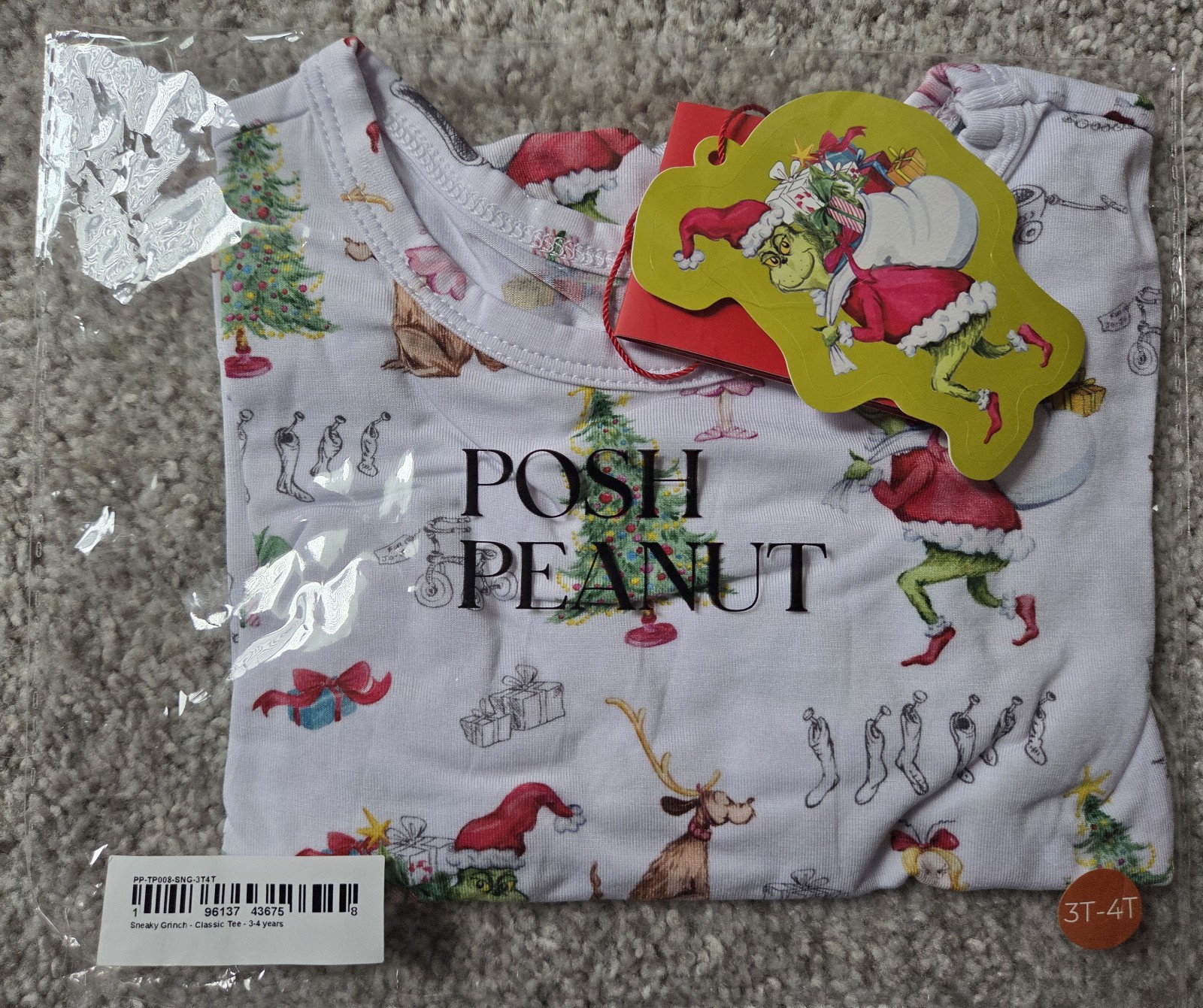 Posh Peanut Sneaky Grinch Classic Long Sleeve Tee 3T/4T