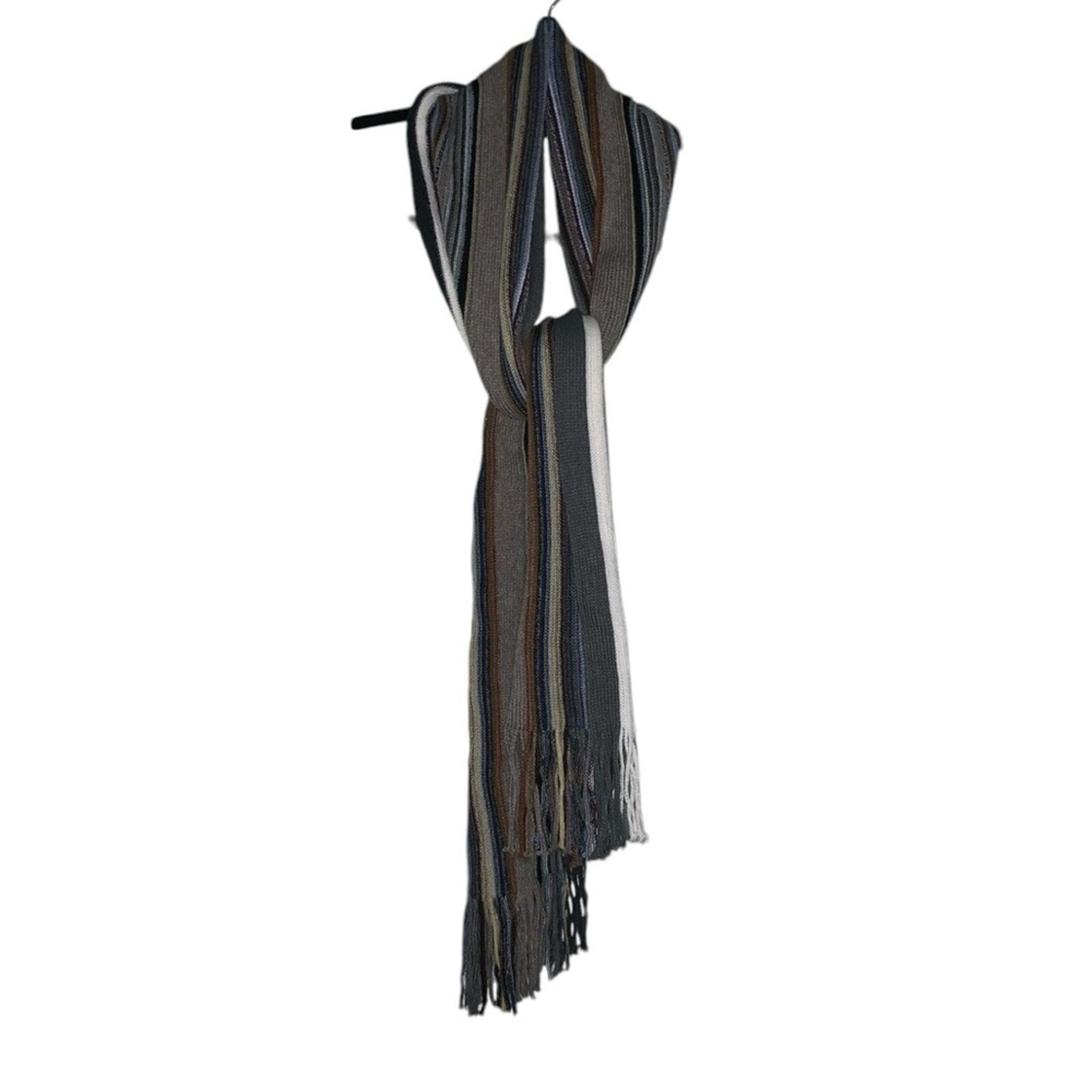 Geoffrey Beene Multicolored Acrylic Long Scarf With Fringe One Size