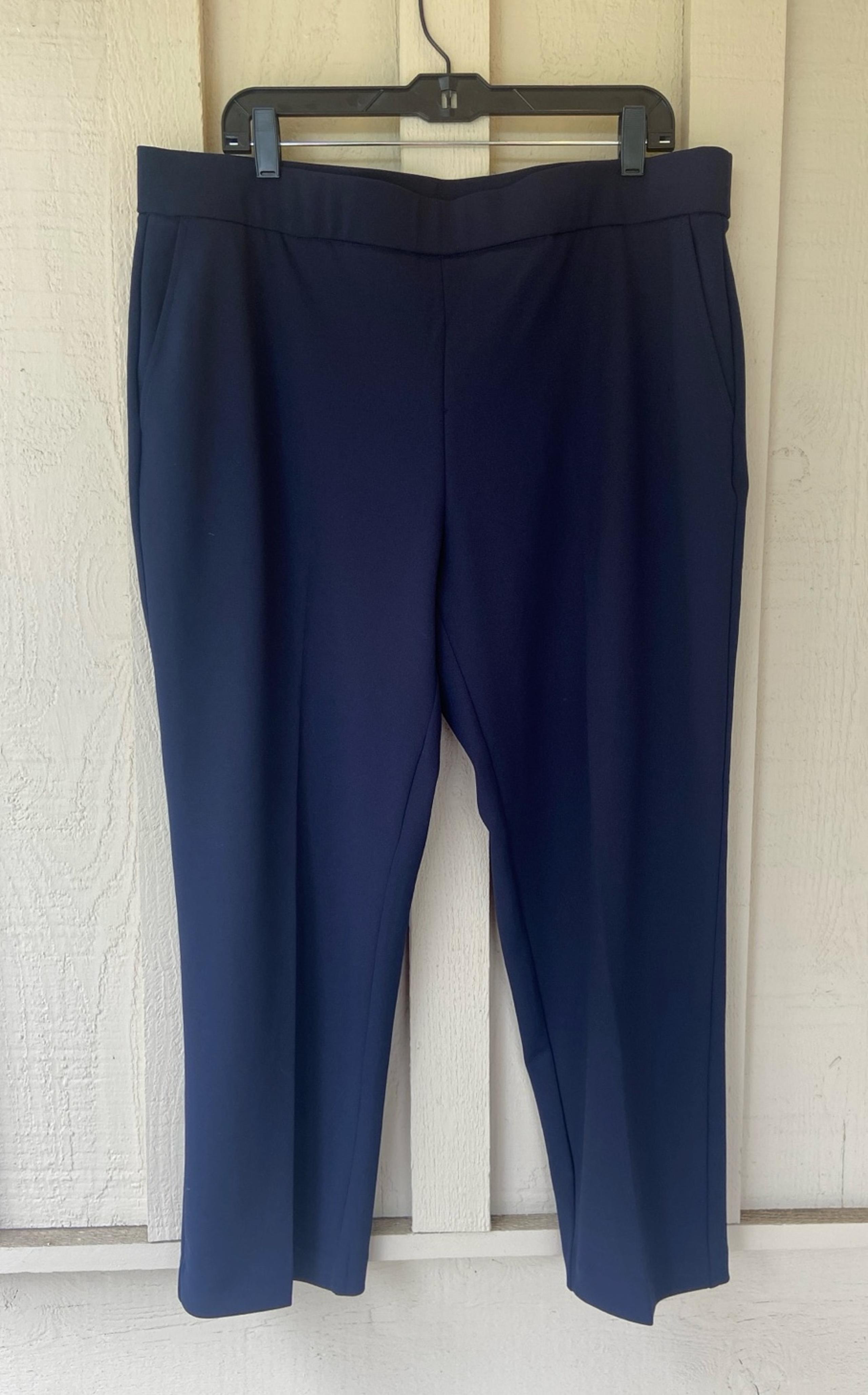 Hilary Radley Women's Ponte Pull-on Mid Rise Pants, Navy, Size XL