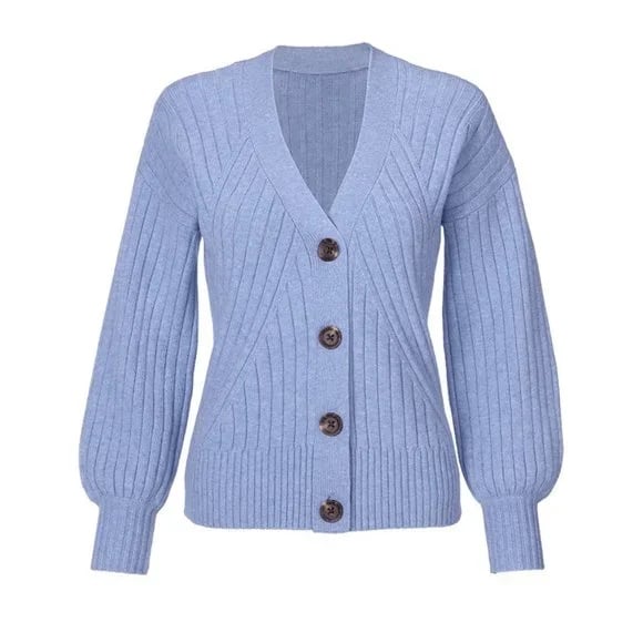 CAbi Scenic Cardigan 5831 Light Blue Chunky Knit Sweater L