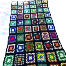 VTG Multicolor Crochet Granny Square Roseanne Afghan Quilt Blanket Throw 88”x49”
