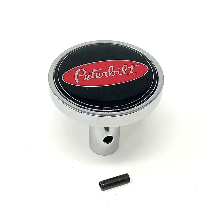 1 Peterbilt Air Valve Knob Chrome Tractor Trailer Set w/ black emblem PIN STYLE