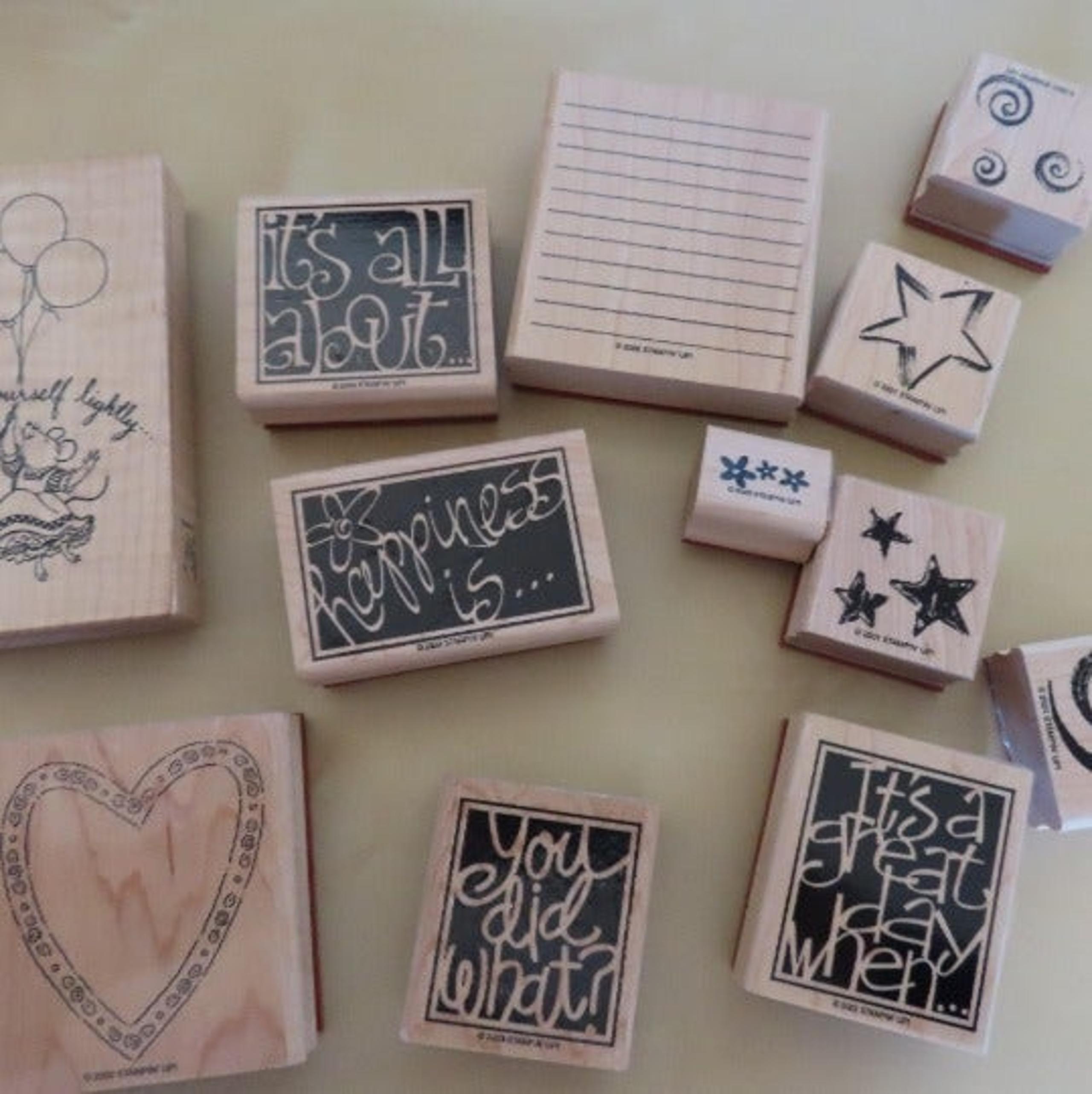 Set of 12 Stampin Up 2001 Vintage Wood Rubber Stamp