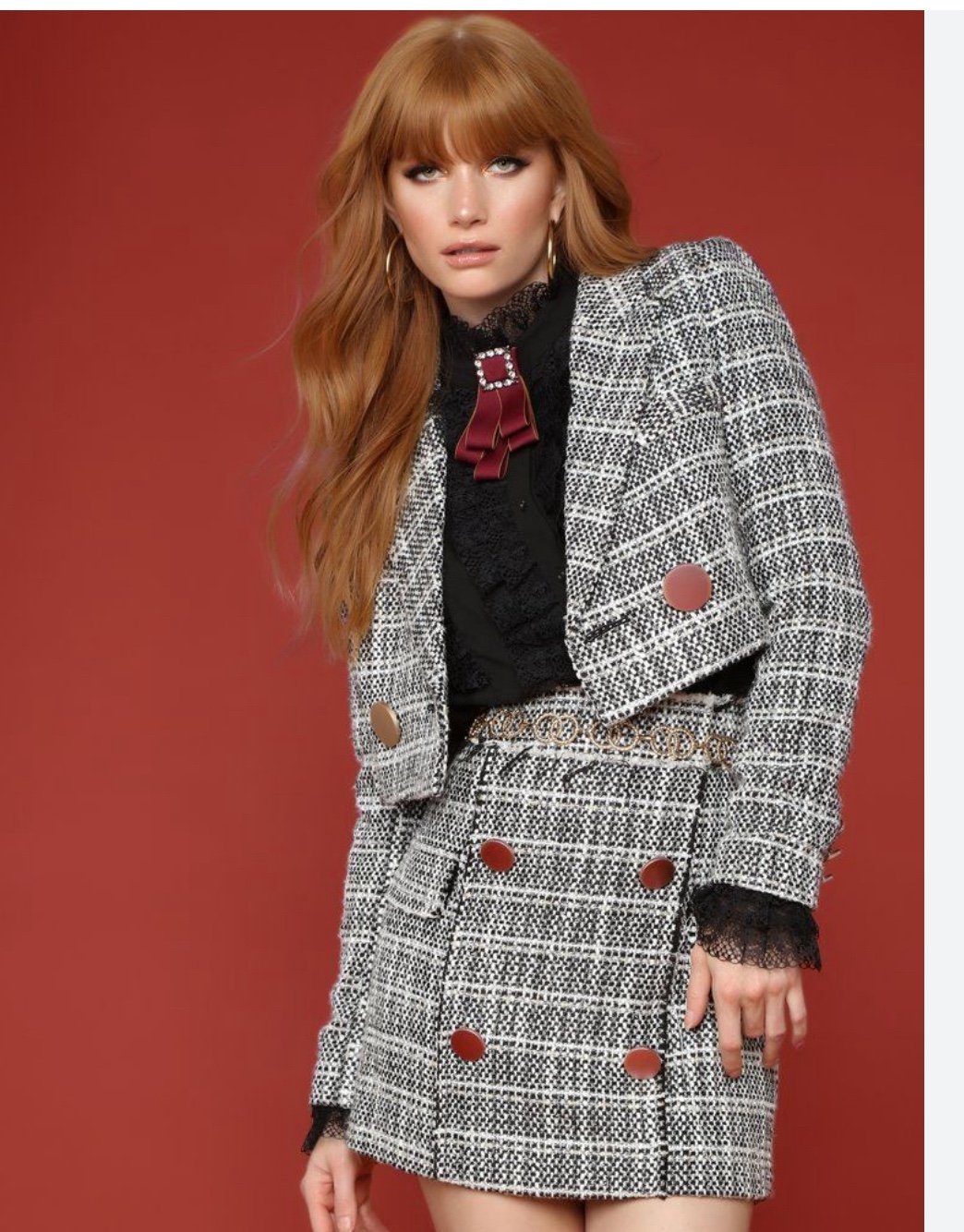 Fashion Nova Check The Resume Tweed Matching Set